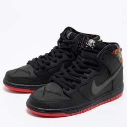 Nike Black/Multicolor Faux Leather and Embroidered Fabric SPoT SB Dunk High-Top Gasparilla Sneakers Size 43