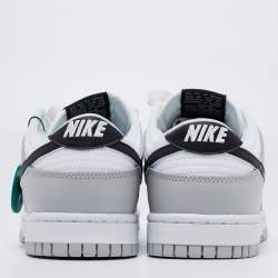 Nike White/Grey Leather Dunk Grey Fog Low Top Sneakers Size 42