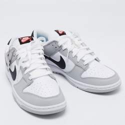 Nike White/Grey Leather Dunk Grey Fog Low Top Sneakers Size 42