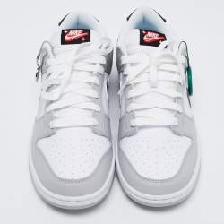 Nike White/Grey Leather Dunk Grey Fog Low Top Sneakers Size 42