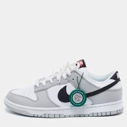 Nike White/Grey Leather Dunk Grey Fog Low Top Sneakers Size 42