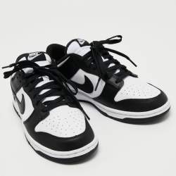 Nike Black/White Leather Dunk Retro Low Top Sneakers Size 41