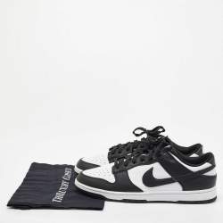 Nike White/Black Leather Dunk Low Sneakers Size 46