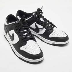 Nike White/Black Leather Dunk Low Sneakers Size 46