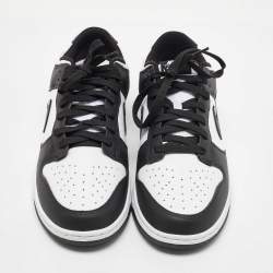 Nike White/Black Leather Dunk Low Sneakers Size 46
