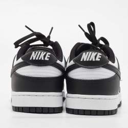 Nike White/Black Leather Dunk Low Sneakers Size 46