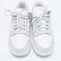Nike Grey/White Leather Dunk Retro Grey Fog Low Top Sneakers Size 41
