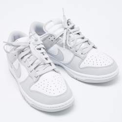Nike Grey/White Leather Dunk Retro Grey Fog Low Top Sneakers Size 41