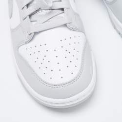 Nike Grey/White Leather Dunk Retro Grey Fog Low Top Sneakers Size 41