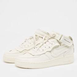 Nike Air Force  White Leather Air Force1 Mid Comme Sneakers Size 42.5