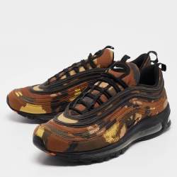 Nike Brown/Black Leather and Canvas Air Max 97 Country Camo Sneakers Size 45