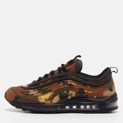 Nike Brown/Black Leather and Canvas Air Max 97 Country Camo Sneakers Size 45