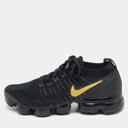 Nike Black Knit Fabric Vapormax Lace Up Sneakers Size 40