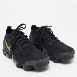 Nike Black Knit Fabric Vapormax Lace Up Sneakers Size 40