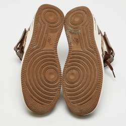 Nike Brown/Beige Leather Air Force 1 Mid '07 Brown Plaid Sneakers Size 43