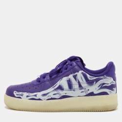 Nike Purple Leather Force 1 Low '07 QS "Purple Skeleton Halloween Sneakers Size 40               