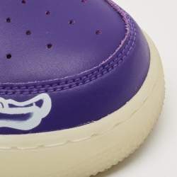 Nike Purple Leather Force 1 Low '07 QS "Purple Skeleton Halloween Sneakers Size 40               