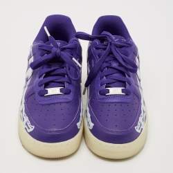 Nike Purple Leather Force 1 Low '07 QS "Purple Skeleton Halloween Sneakers Size 40               
