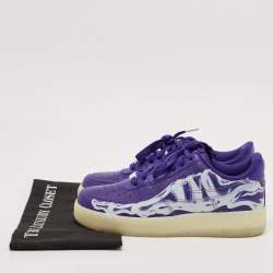 Nike Purple Leather Force 1 Low '07 QS "Purple Skeleton Halloween Sneakers Size 40               