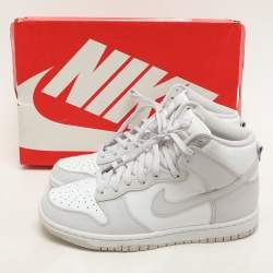 Nike White/ Vast Grey Leather Dunk Retro High Sneakers Size 42