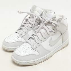 Nike White/ Vast Grey Leather Dunk Retro High Sneakers Size 42