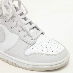 Nike White/ Vast Grey Leather Dunk Retro High Sneakers Size 42
