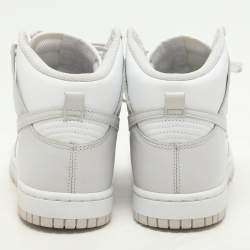 Nike White/ Vast Grey Leather Dunk Retro High Sneakers Size 42