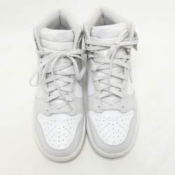 Nike White/ Vast Grey Leather Dunk Retro High Sneakers Size 42