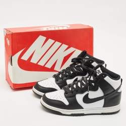 Nike Black/White Leather Dunk High Panda Sneakers Size 41