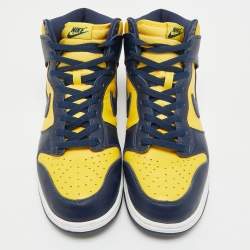 Nike Navy Blue/Yellow Leather Dunk High Michigan Sneakers Size 46