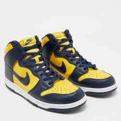 Nike Navy Blue/Yellow Leather Dunk High Michigan Sneakers Size 46