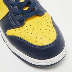 Nike Navy Blue/Yellow Leather Dunk High Michigan Sneakers Size 46
