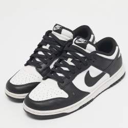 Pre Owned Nike Black/White Leather Dunk Low Retro Panda Sneakers Size 43