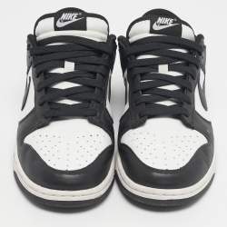 Pre Owned Nike Black/White Leather Dunk Low Retro Panda Sneakers Size 43