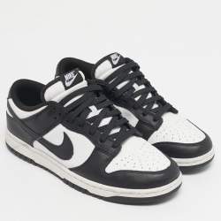 Pre Owned Nike Black/White Leather Dunk Low Retro Panda Sneakers Size 43