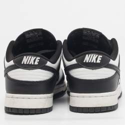 Pre Owned Nike Black/White Leather Dunk Low Retro Panda Sneakers Size 43