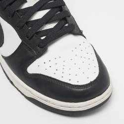 Pre Owned Nike Black/White Leather Dunk Low Retro Panda Sneakers Size 43