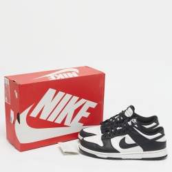 Pre Owned Nike Black/White Leather Dunk Low Retro Panda Sneakers Size 43