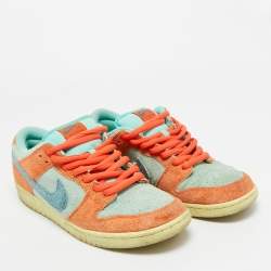 Pre Owned Nike Multicolor Suede SB Dunk Noise Aqua Low Top Sneakers Size 42.5