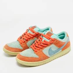 Pre Owned Nike Multicolor Suede SB Dunk Noise Aqua Low Top Sneakers Size 42.5