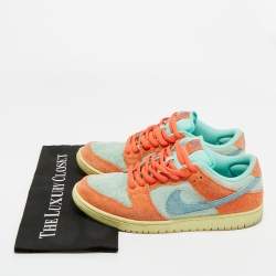 Pre Owned Nike Multicolor Suede SB Dunk Noise Aqua Low Top Sneakers Size 42.5