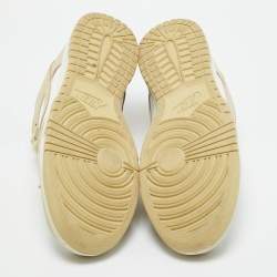 Pre Owned Nike Cream/White Leather Dunk Low Retro Panda Sneakers Size 44.5