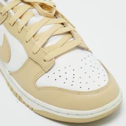 Pre Owned Nike Cream/White Leather Dunk Low Retro Panda Sneakers Size 44.5