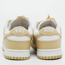 Pre Owned Nike Cream/White Leather Dunk Low Retro Panda Sneakers Size 44.5