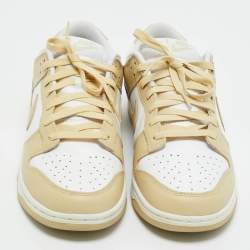 Pre Owned Nike Cream/White Leather Dunk Low Retro Panda Sneakers Size 44.5