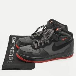 Pre Owned Nike Grey/Black Durabuck Leather Air Force 1 Mid Hot Lava Sneakers Size 42.5