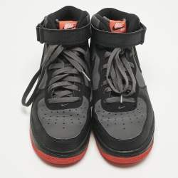 Pre Owned Nike Grey/Black Durabuck Leather Air Force 1 Mid Hot Lava Sneakers Size 42.5