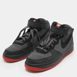 Pre Owned Nike Grey/Black Durabuck Leather Air Force 1 Mid Hot Lava Sneakers Size 42.5