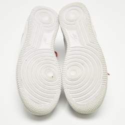 مملوكة مسبقًا Nike x Supreme White Leather Air Force 1 Low Sneakers Size 45