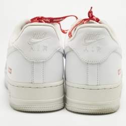 مملوكة مسبقًا Nike x Supreme White Leather Air Force 1 Low Sneakers Size 45
